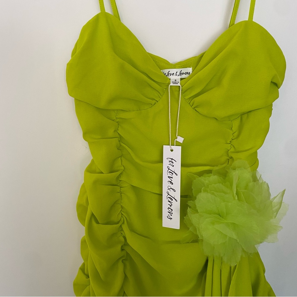 For Love and Lemons Lorlai Mini Dress Lime Green